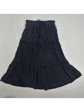 Women’s Maxi Skirt Black Tiered Y2K